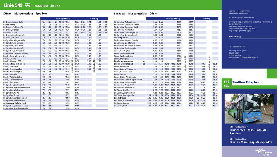 Ansicht Fahrplan Linie 4 Bünde 549.