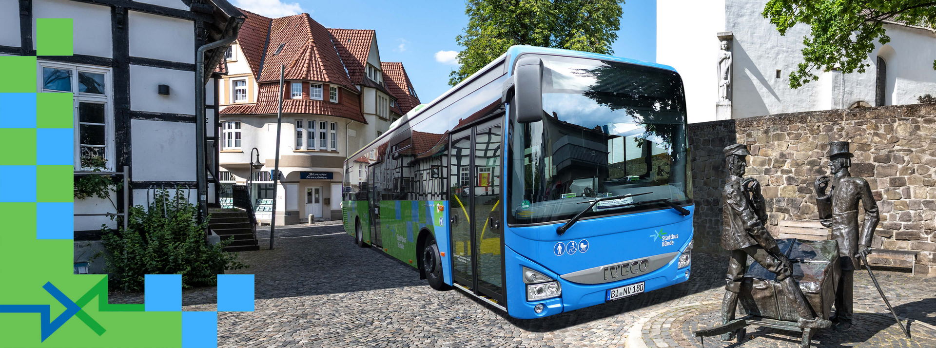 Ein Bus der SVB parkt in Stadtzentrum.